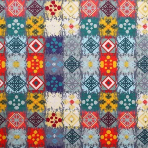 Luxury Velvet Turquoise Patchwork Printed Fabric - Image 3