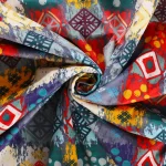 Luxury Velvet Turquoise Patchwork Printed Fabric