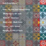 Luxury Velvet Turquoise Patchwork Printed Fabric - Image 5