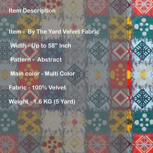 Luxury Velvet Turquoise Patchwork Printed Fabric - Image 5