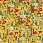 Luxury Yellow Soft Velvet Cactus Print Fabric - Image 3