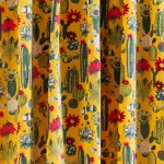 Luxury Yellow Soft Velvet Cactus Print Fabric - Image 2