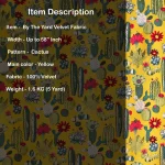 Luxury Yellow Soft Velvet Cactus Print Fabric - Image 5
