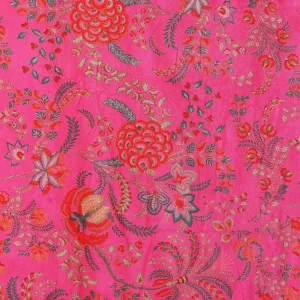 Pink Floral Printed Cotton Velvet Indian Fabric - Image 3