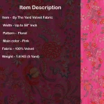 Pink Floral Printed Cotton Velvet Indian Fabric - Image 5