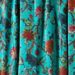 Unstitched Turquoise Floral Soft Velvet Fabric - Image 4