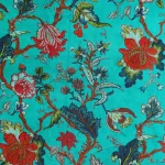Unstitched Turquoise Floral Soft Velvet Fabric - Image 2
