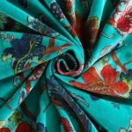 Unstitched Turquoise Floral Soft Velvet Fabric