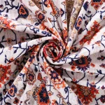 White Abstract Printed Soft Velvet Fabric