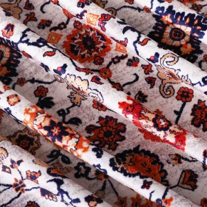 White Abstract Printed Soft Velvet Fabric - Image 4