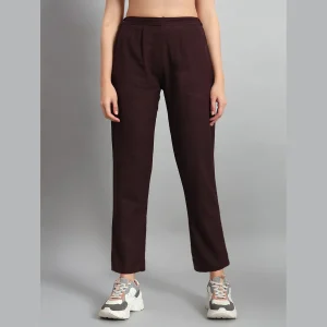 Women Cotton Pants Loose Burgundy Casual Harem Pants - Image 3