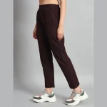 Women Cotton Pants Loose Burgundy Casual Harem Pants - Image 4