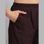 Women Cotton Pants Loose Burgundy Casual Harem Pants - Image 5
