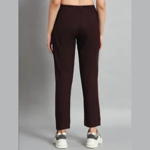 Women Cotton Pants Loose Burgundy Casual Harem Pants - Image 6