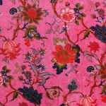 Women Pink Floral Printed Velvet Unstitched Dress Fabric - Image 2