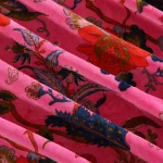 Women Pink Floral Printed Velvet Unstitched Dress Fabric - Image 3