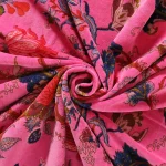 Women Pink Floral Printed Velvet Unstitched Dress Fabric
