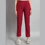 Women's Regular Fit Wine Pant Summer Ankle Trouser - Image 3