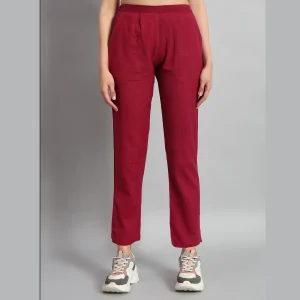 Women's Regular Fit Wine Pant Summer Ankle Trouser - Image 3