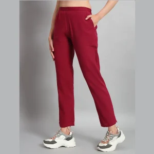 Women's Regular Fit Wine Pant Summer Ankle Trouser - Image 4