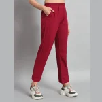 Women's Regular Fit Wine Pant Summer Ankle Trouser - Image 5