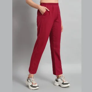 Women's Regular Fit Wine Pant Summer Ankle Trouser - Image 5