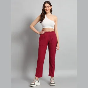 Women's Regular Fit Wine Pant Summer Ankle Trouser - Image 2