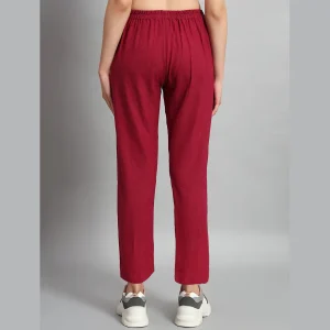 Women's Regular Fit Wine Pant Summer Ankle Trouser - Image 7