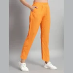 Women's Yellow Formal Cotton Trousers West Elastic Pants - Image 5