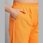 Women's Yellow Formal Cotton Trousers West Elastic Pants - Image 6