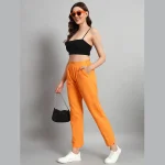 Women's Yellow Formal Cotton Trousers West Elastic Pants