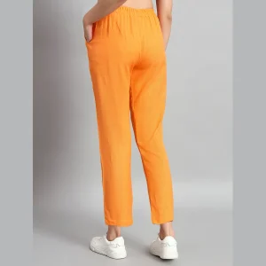 Women's Yellow Formal Cotton Trousers West Elastic Pants - Image 7