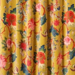 Yellow Floral Print Soft Velvet Fabric for Dress - Image 4