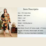 Beautiful Black Leaf Print Pure Cotton Kimono Robe - Image 10