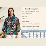 Beautiful Blue Leaf Print Women Cotton Shirts - Image 9