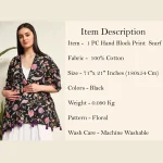 Beautiful Floral Printed Pure Cotton Fabric Scarf - Image 9