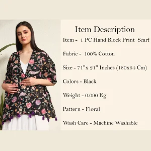 Beautiful Floral Printed Pure Cotton Fabric Scarf - Image 9