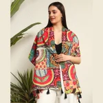 Beautiful Multi Ikat Printed Cotton Scarf - Image 2