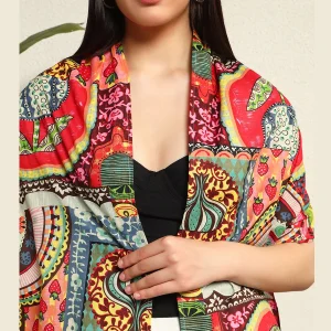 Beautiful Multi Ikat Printed Cotton Scarf - Image 7