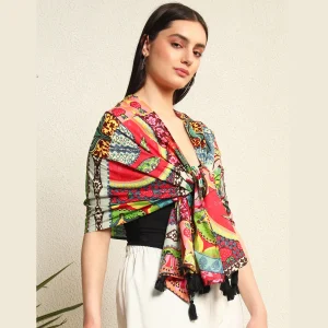 Beautiful Multi Ikat Printed Cotton Scarf - Image 4