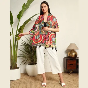 Beautiful Multi Ikat Printed Cotton Scarf - Image 5