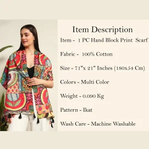 Beautiful Multi Ikat Printed Cotton Scarf - Image 9