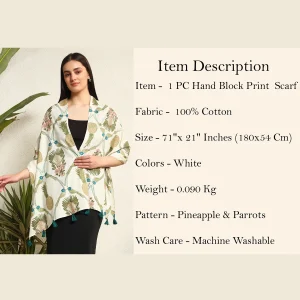 Beautiful Pineapple & Parrots Printed Long Scarf - Image 10