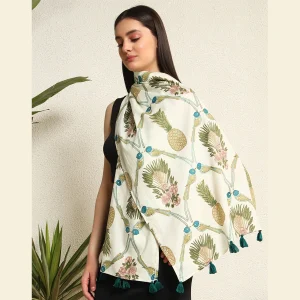 Beautiful Pineapple & Parrots Printed Long Scarf - Image 4