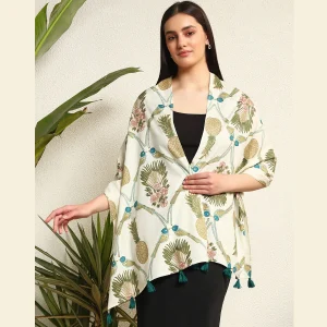 Beautiful Pineapple & Parrots Printed Long Scarf - Image 5