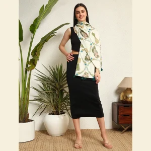 Beautiful Pineapple & Parrots Printed Long Scarf - Image 7