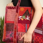 Beautiful Red Silk Fabric Patchwork Quilted Shoulder Bags - Image 7