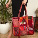 Beautiful Red Silk Fabric Patchwork Quilted Shoulder Bags - Image 5