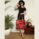 Beautiful Red Silk Fabric Patchwork Quilted Shoulder Bags - Image 4
