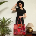 Beautiful Red Silk Fabric Patchwork Quilted Shoulder Bags
